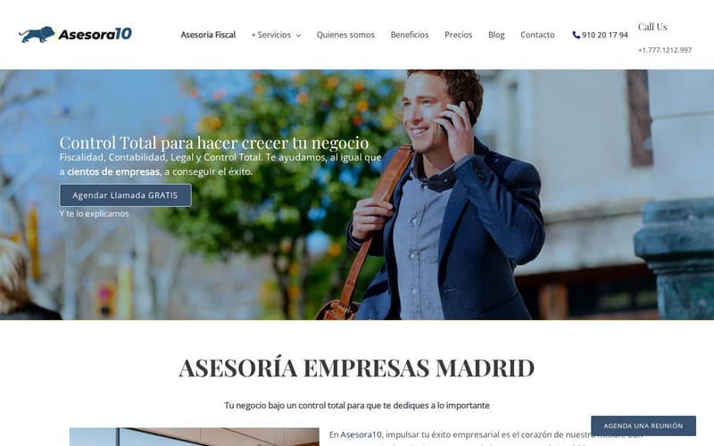 Web de Asesora10, asesoría de empresas en Madrid