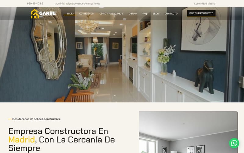 Web de Construcciones Garre, empresa constructora en Madrid