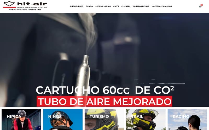 Tienda online de Hit-Air Ibérica, chalecos airbag para moto e hípica