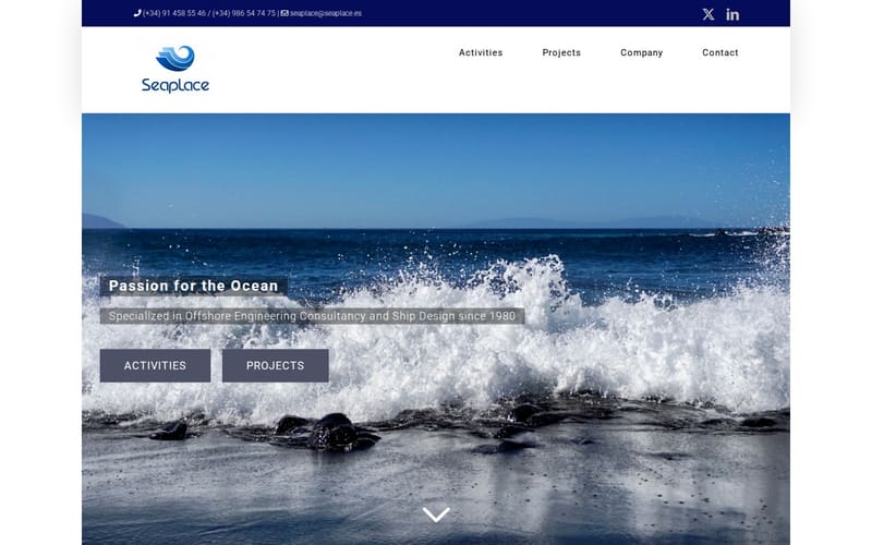 Web de Seaplace, ingeniería naval y offshore