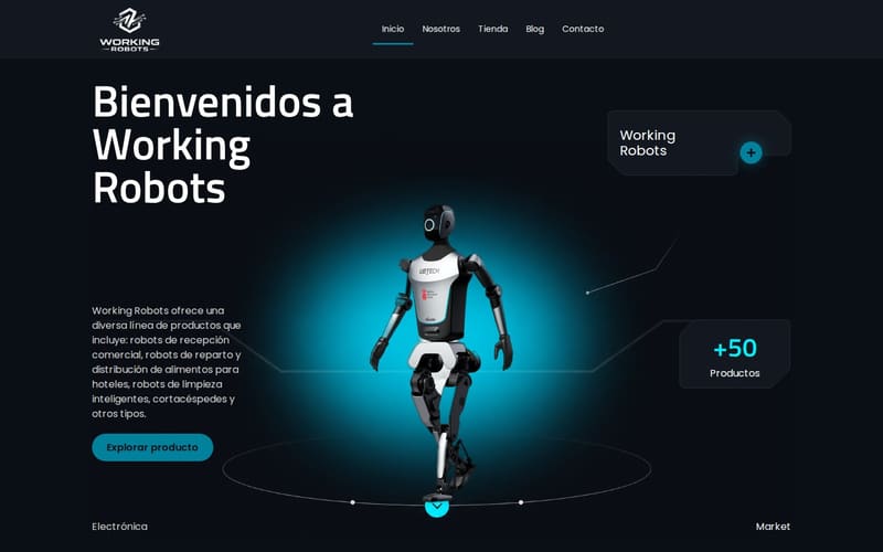 Web de Working Robots, tienda de robots de recepción, reparto y limpieza